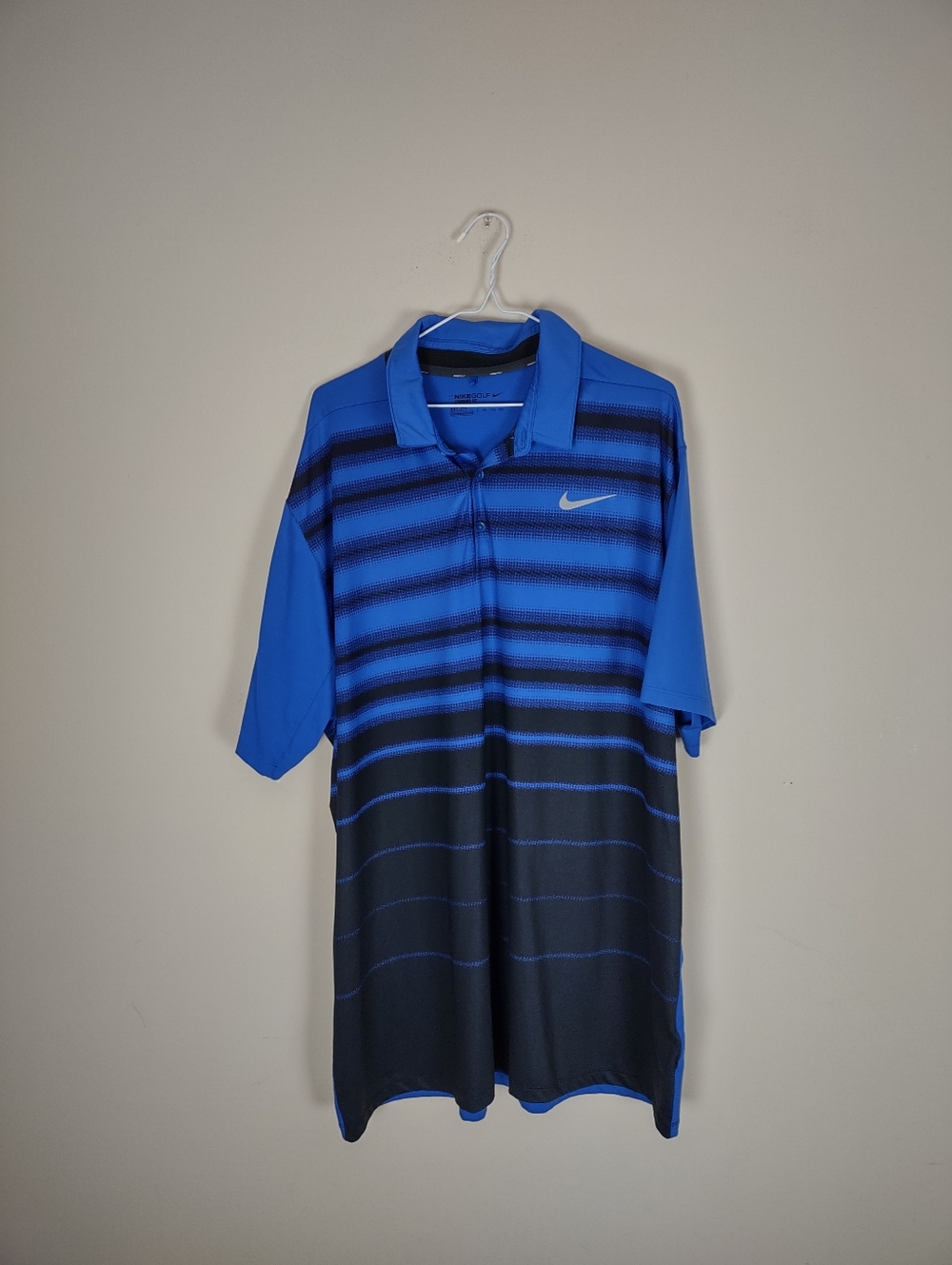 Nike Men’s Royal Blue and Black Striped Polo